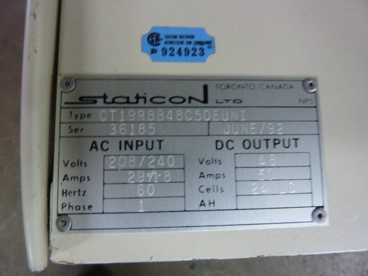 Staticon CT19R8B48C50EUNI Rectifier 48VDC USED