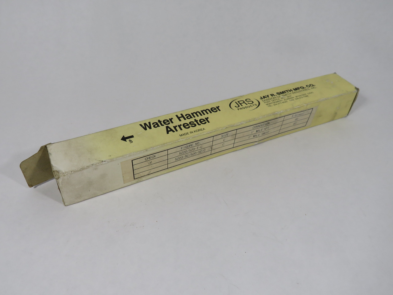 Jay R. Smith 5220/520-T-C Water Hammer Arrester 1" NPT 350psi BOX DAMAGE NEW