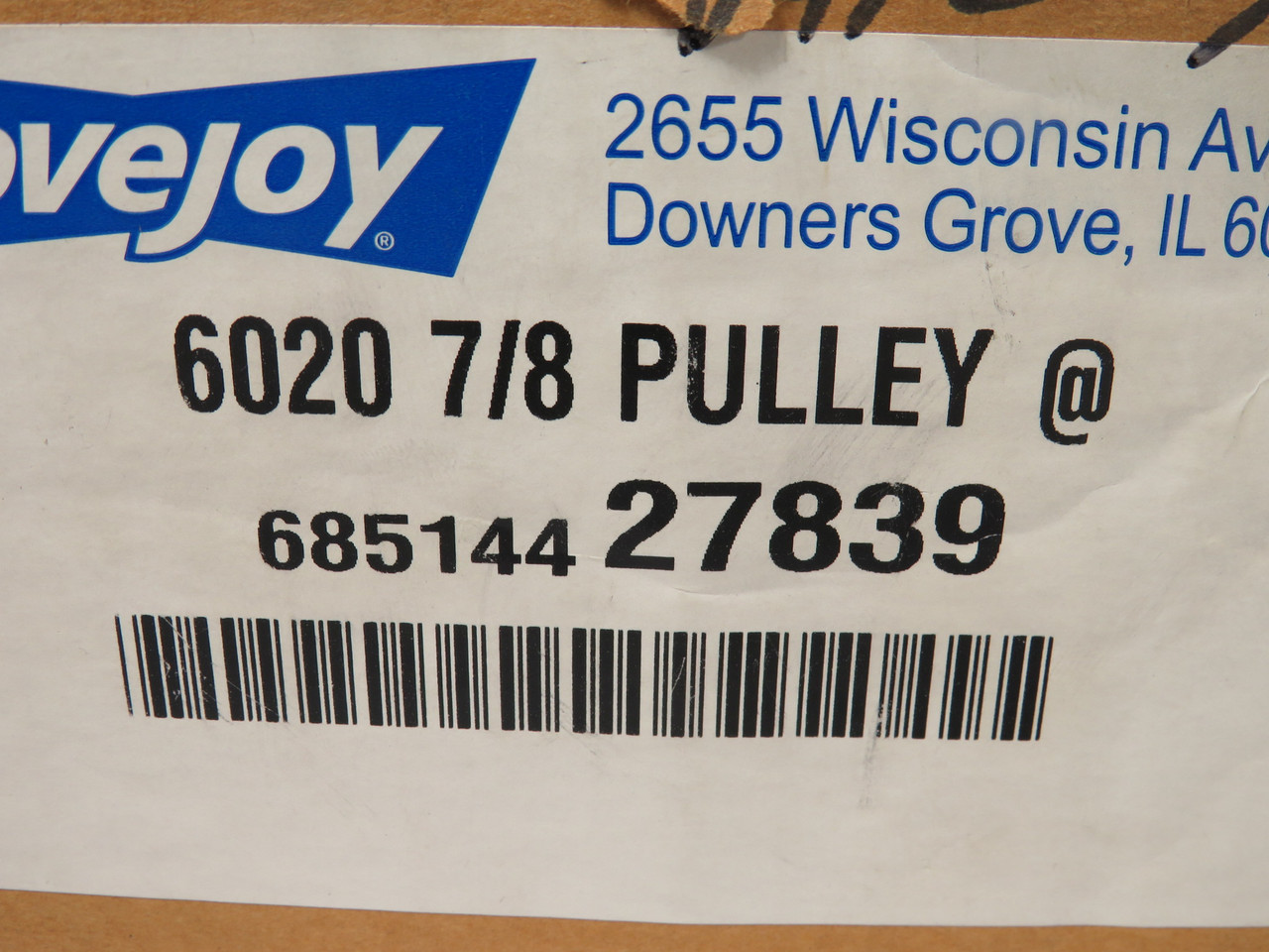 Lovejoy 6020X7/8 Variable Speed Drive Pulley 7/8" Bore 1-Groove SHELF WEAR NEW