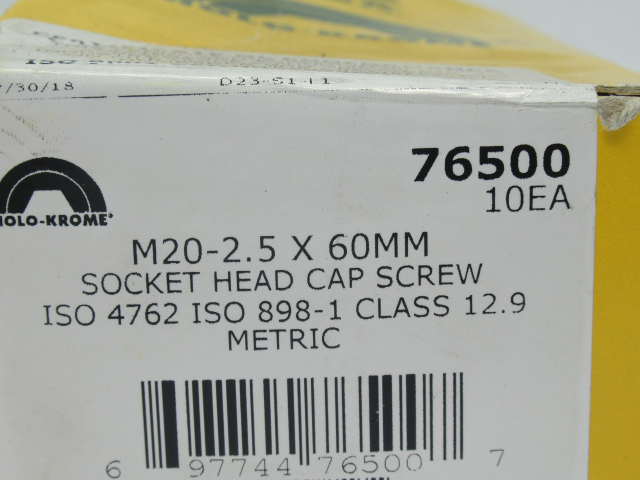Holo-Krome 76500 M20-2.5x60mm Socket Head Cap Screw *LOT OF 8* NEW