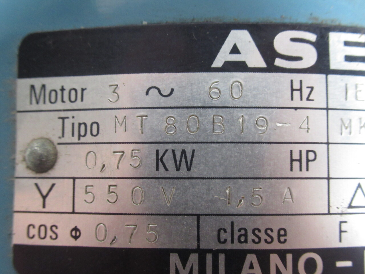 ABB 0.75kW 1690RPM 550V 3Ph 1.5A 60Hz USED