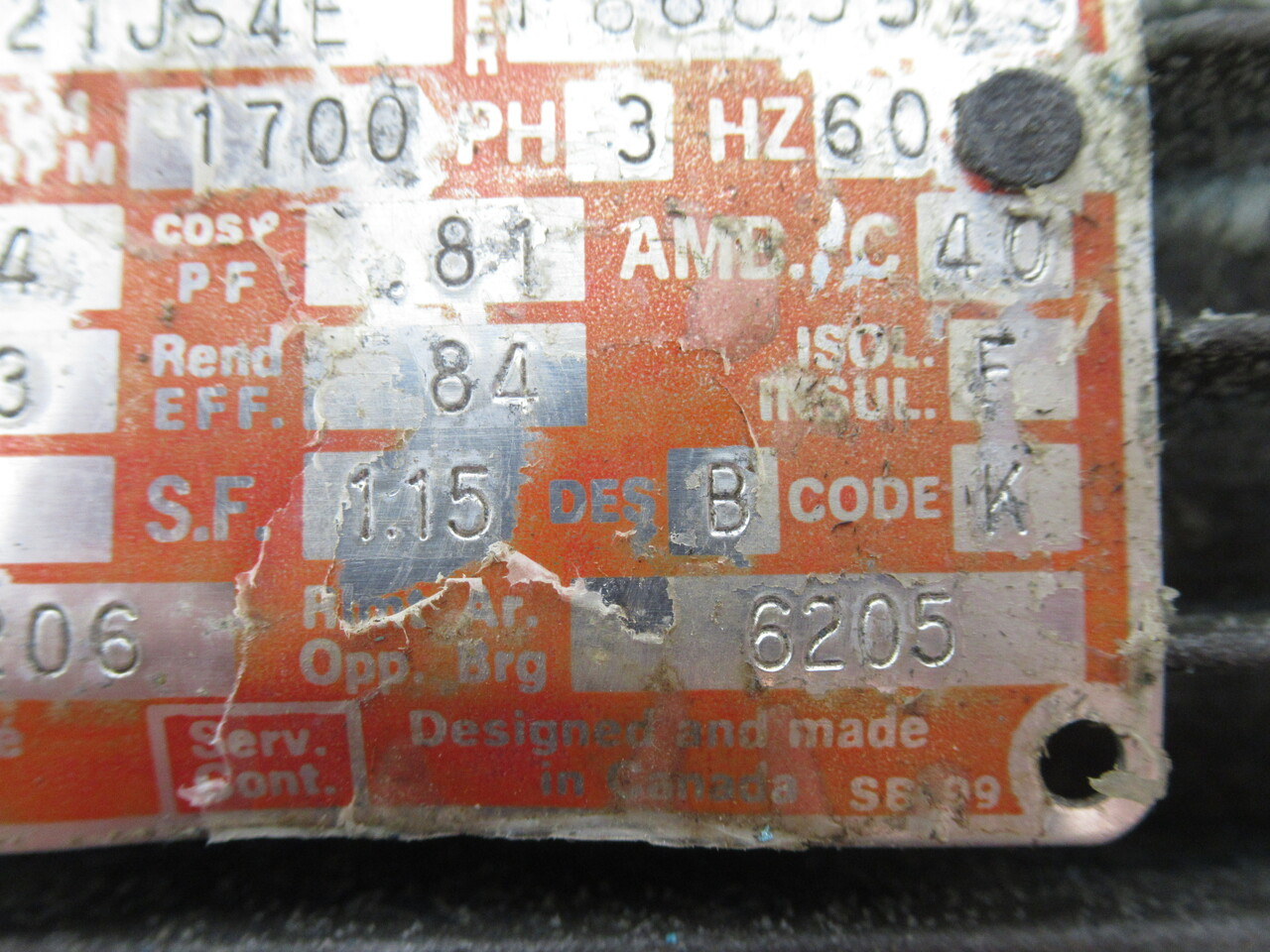 LS Powerbloc 5HP 1700RPM 575/600V 184T 3Ph 5.4/5.3A 60Hz RUST USED