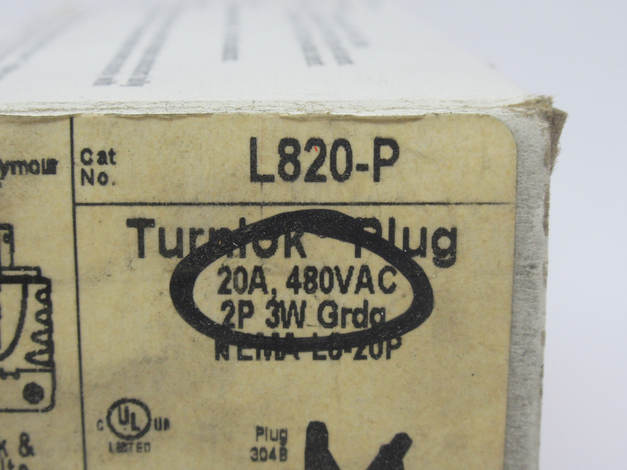 Pass & Seymour Legrand L820-P Turnlok Plug 20A 480VAC 3W 2P NEW