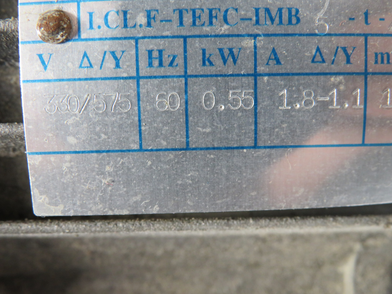 Bonfiglioli 0.55kW 1720RPM 330/575V 1.8-1.1A 60Hz USED