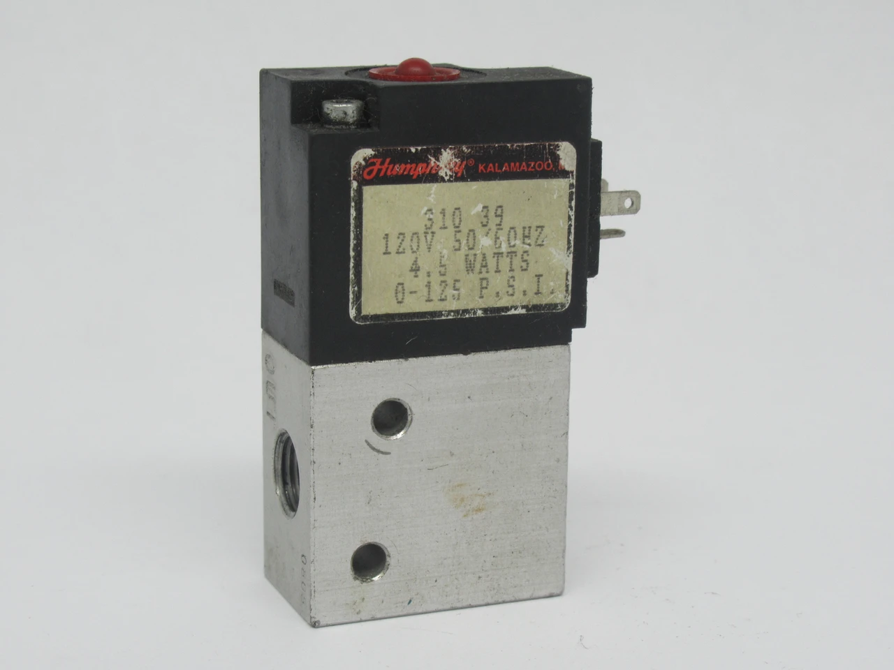 Humphrey 310-39 Solenoid Valve 120V 50/60Hz 4.5W 0-125PSI USED