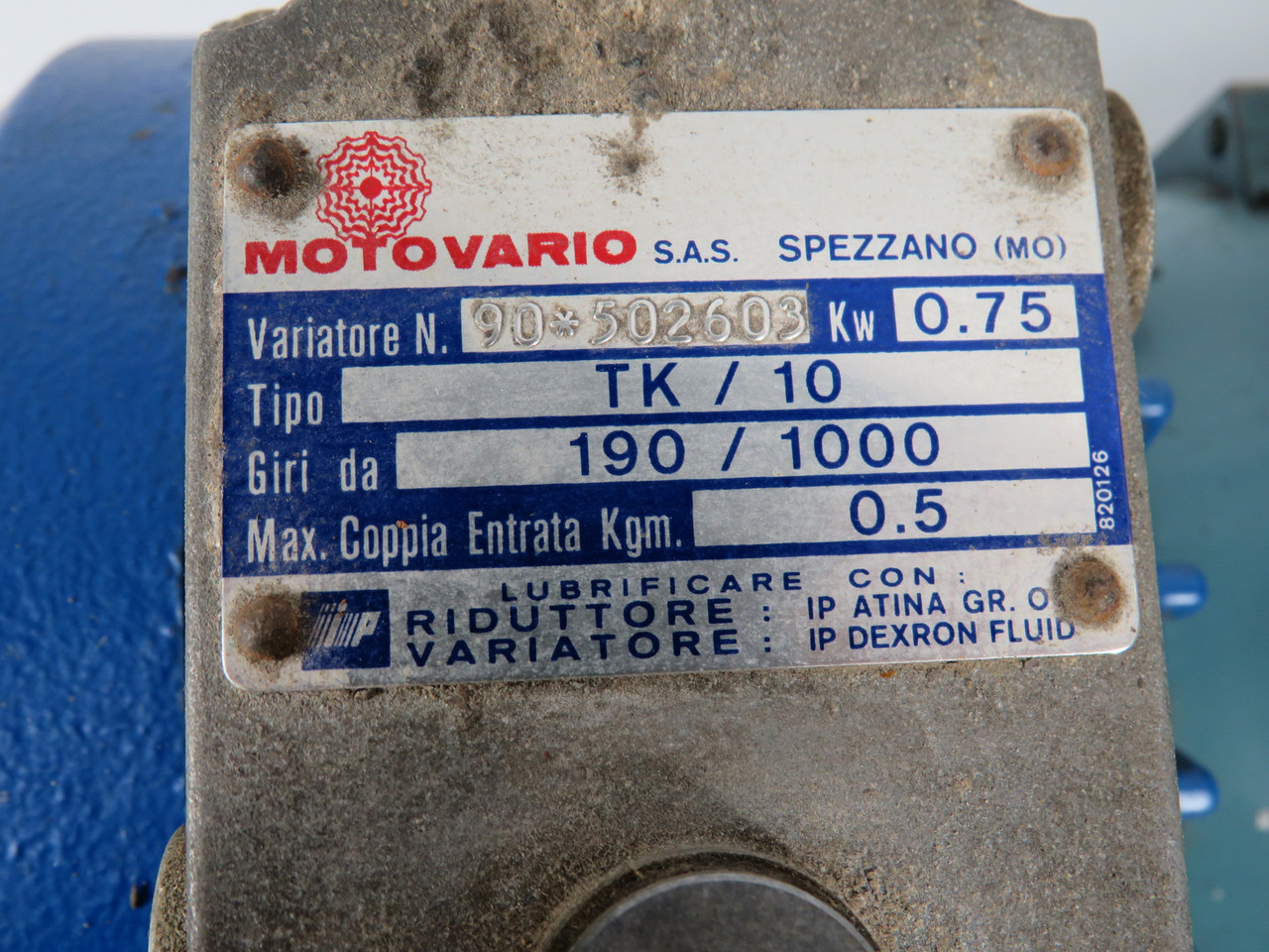 ABB Motori 0.9Kw 1710rpm 317/550V 3Ph  C/W Gear Reducer 190/1000 Ratio USED