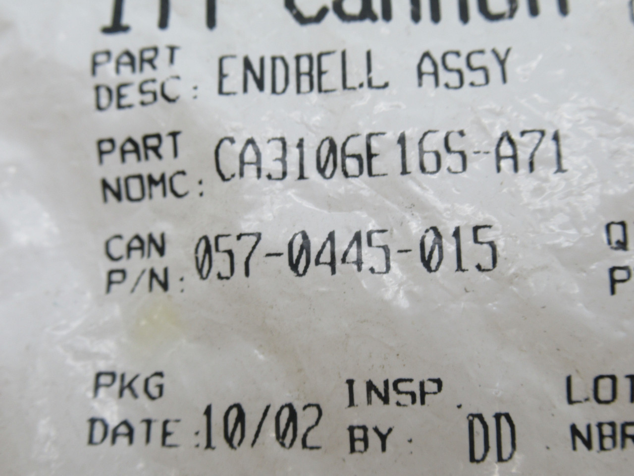 ITT Cannon 057-0445-01S Circular MIL Spec Backshell End Assembly NWB