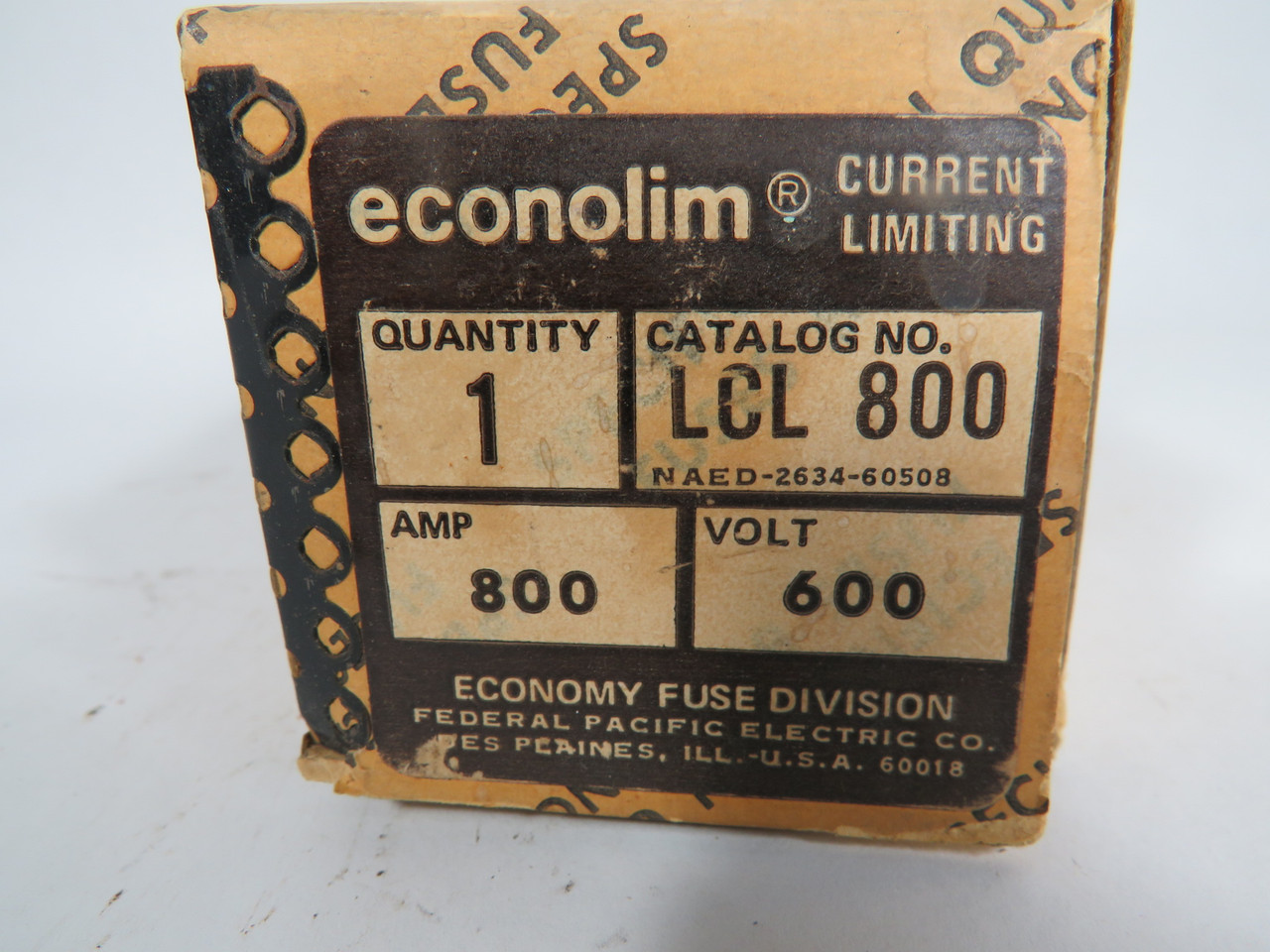 Econolim LCL800 Current Limiting Fuse 800A 600V *Damaged Box/Shelf Wear* NEW