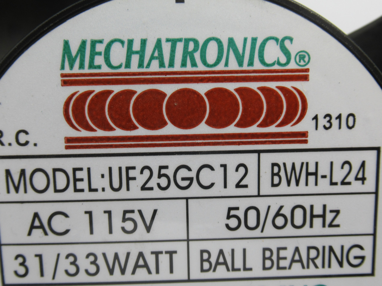 Mechatronics UF25GC12-BWH-L24 Axial Fan 115VAC 31/33 Watt 50/60Hz USED