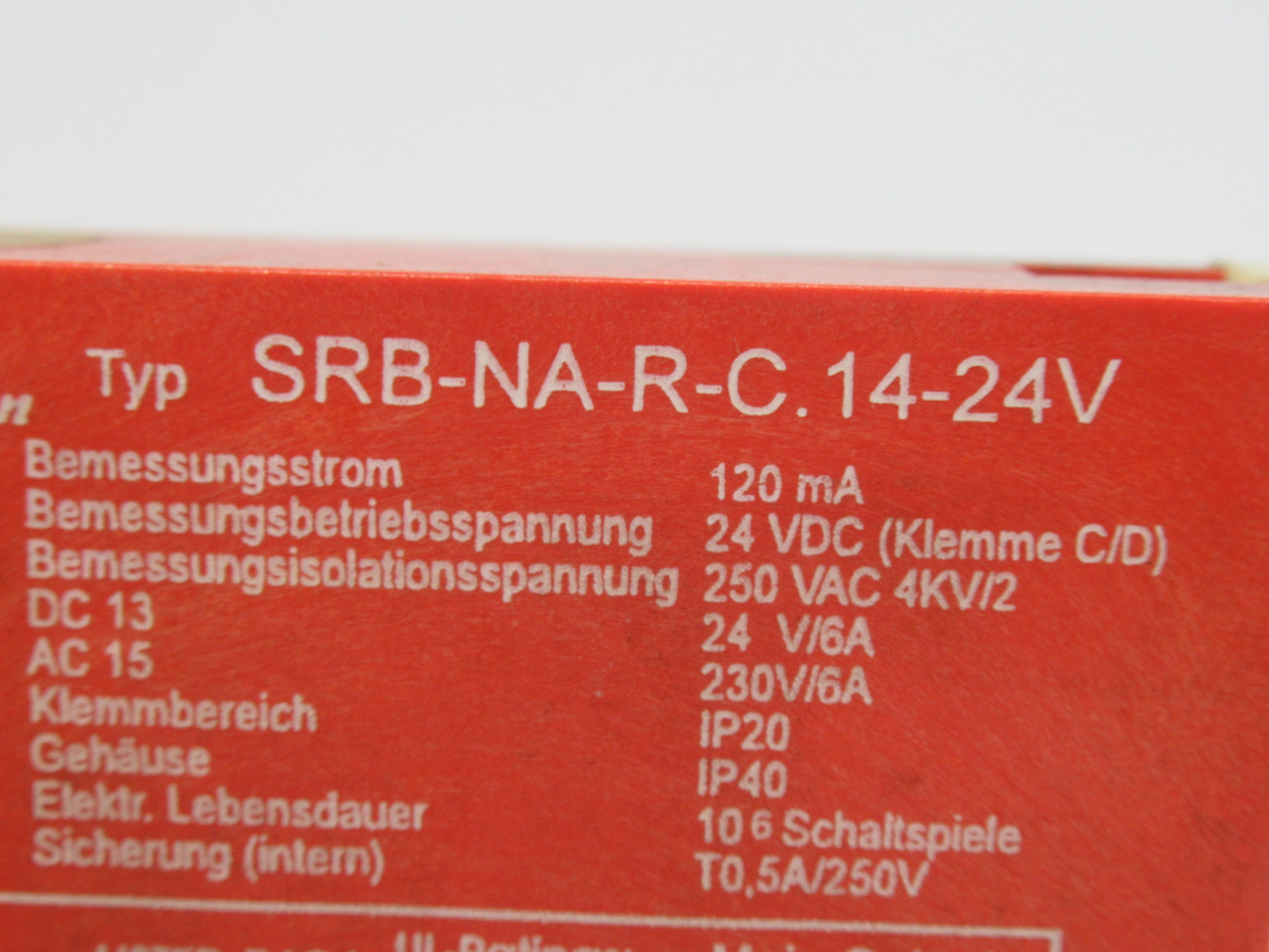 Elan SRB-NA-R-C.14-24V Safety Relay 24VDC 120mA 2NO USED