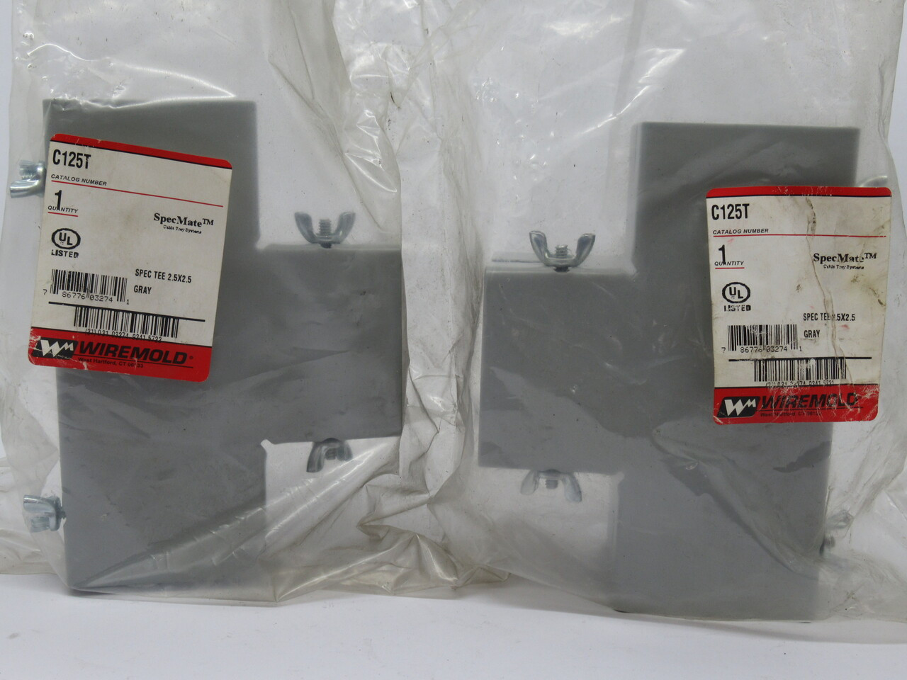 Wiremold C125T Wire Ducting & Raceway Spec Tee 2.5x2.5 Lot of 2 DMG BAG NWB