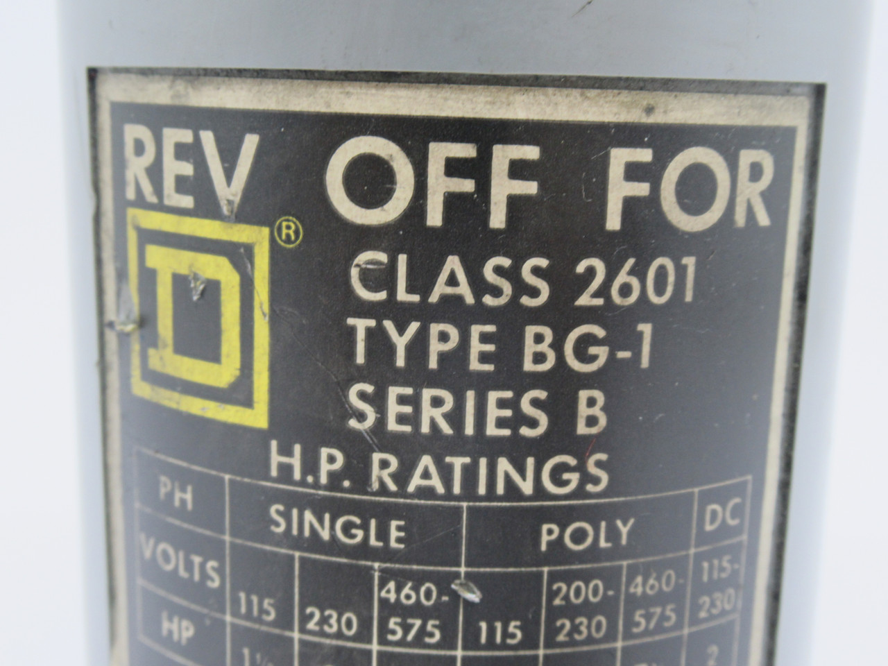 Square D 2601BG1 Reversing Drum Switch Ser.B 5HP@460-575V 3P USED