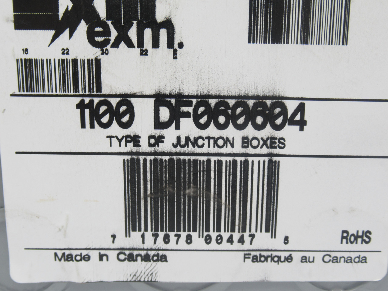 EXM 1100-DF060604 Type 1 Junction Box 6" L x 6" W x 4" T NEW