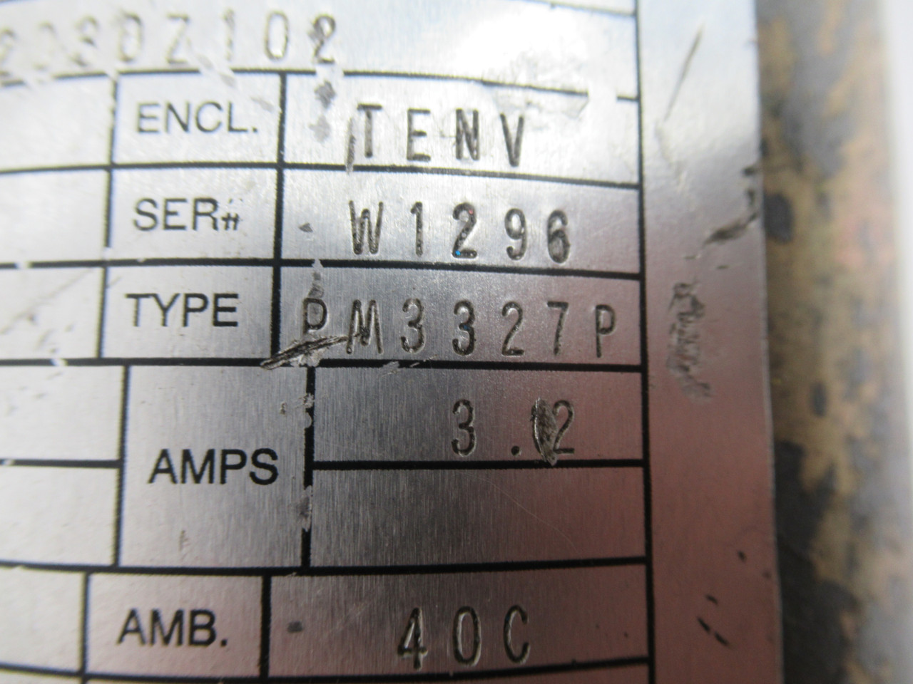 Baldor .33HP 1750RPM 90V TENV 3.2A * MISSING ELECTRICAL BOX* USED