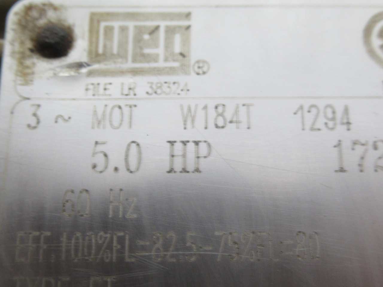 Weg 5.0HP 1720RPM 575V TEFC 3Ph 5.20A 60Hz RUST USED