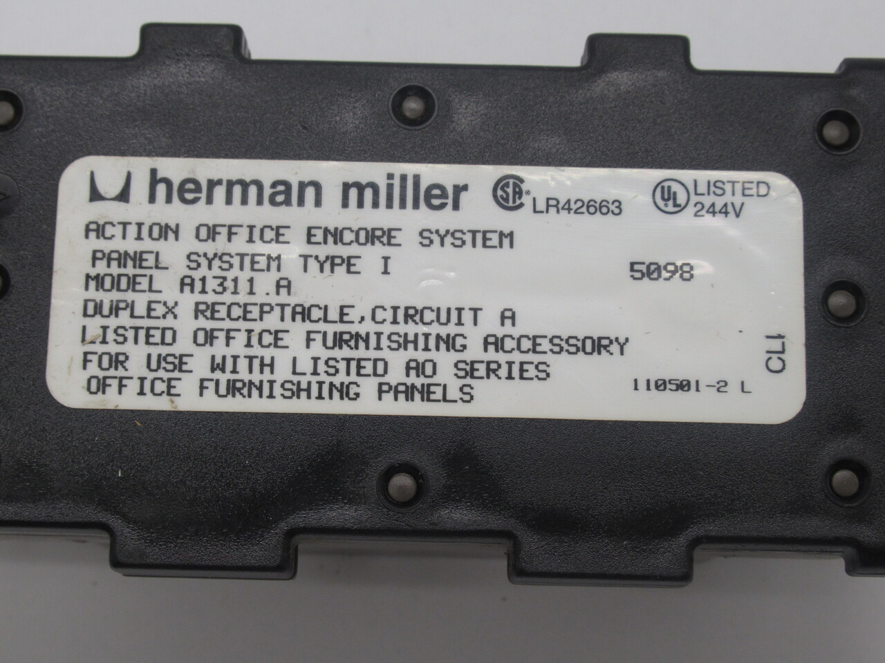 Herman Miller A1311.A Duplex Receptacle 15A 125V USED