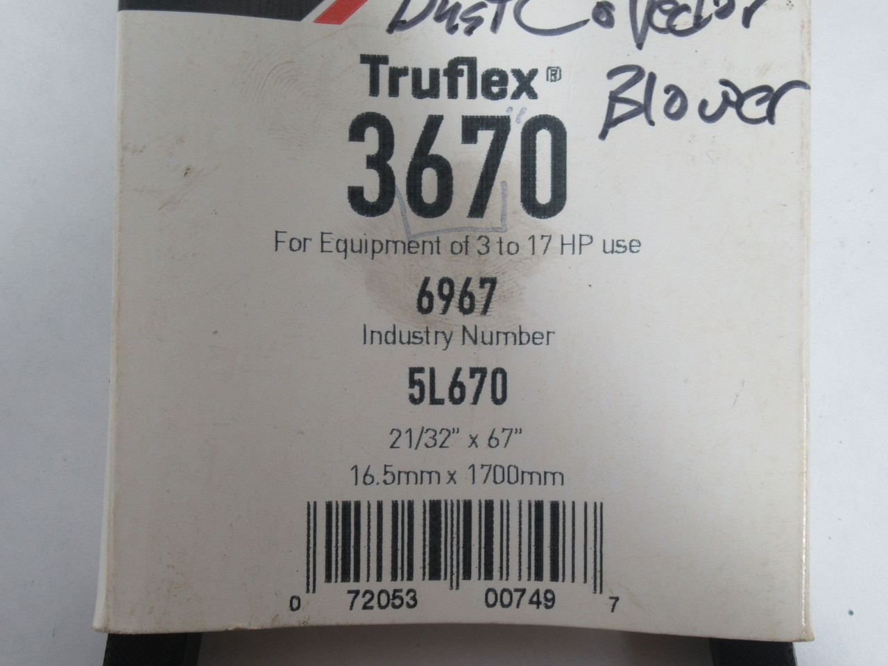 Gates 3670 5L670 Truflex V-Belt 67" Length x 21/32" Width x 3/8" Thick NEW