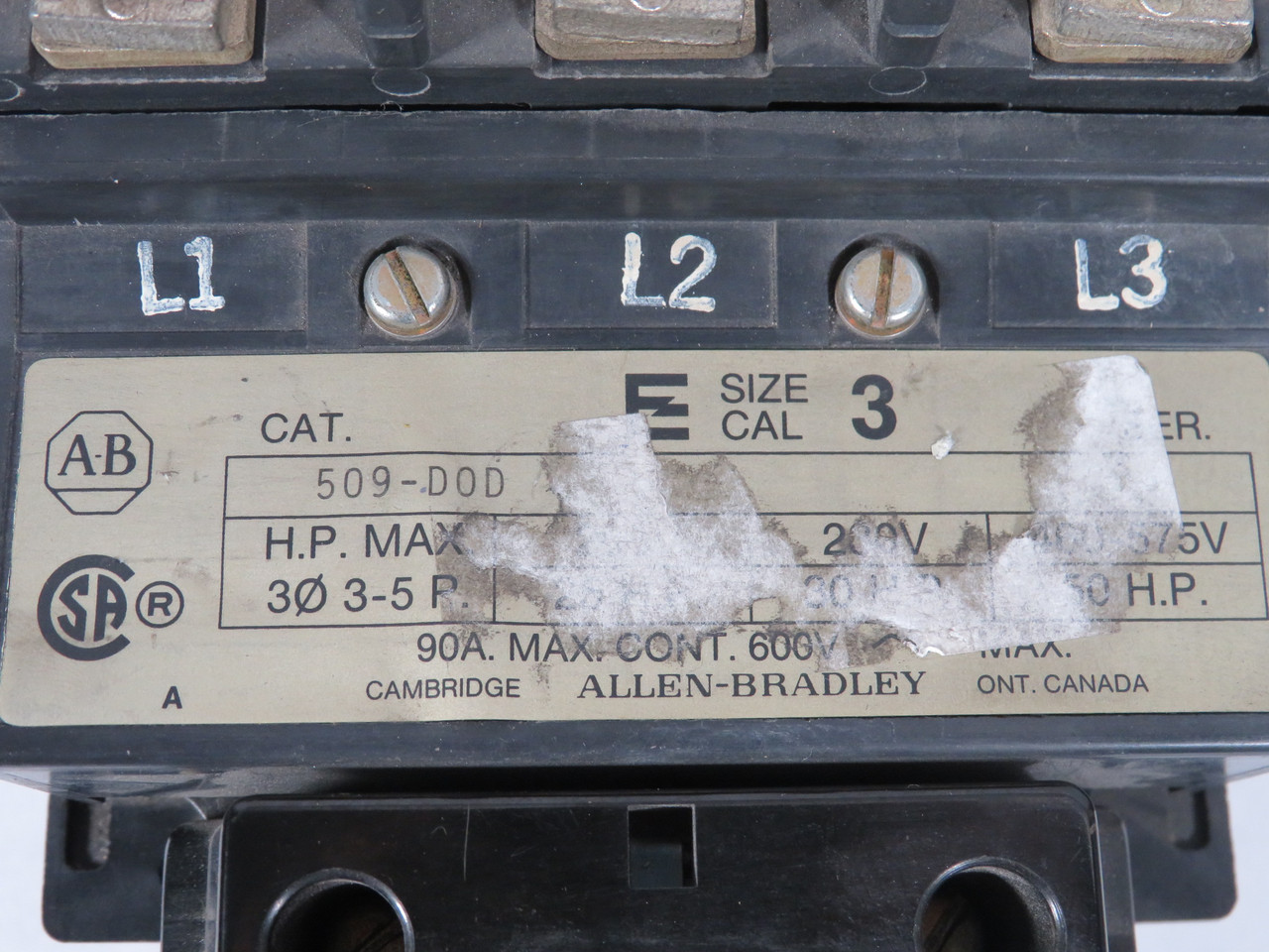 Allen-Bradley 500F-DOD93-X4 Non-Reversing Starter 110V@50Hz 115-120V@60Hz USED