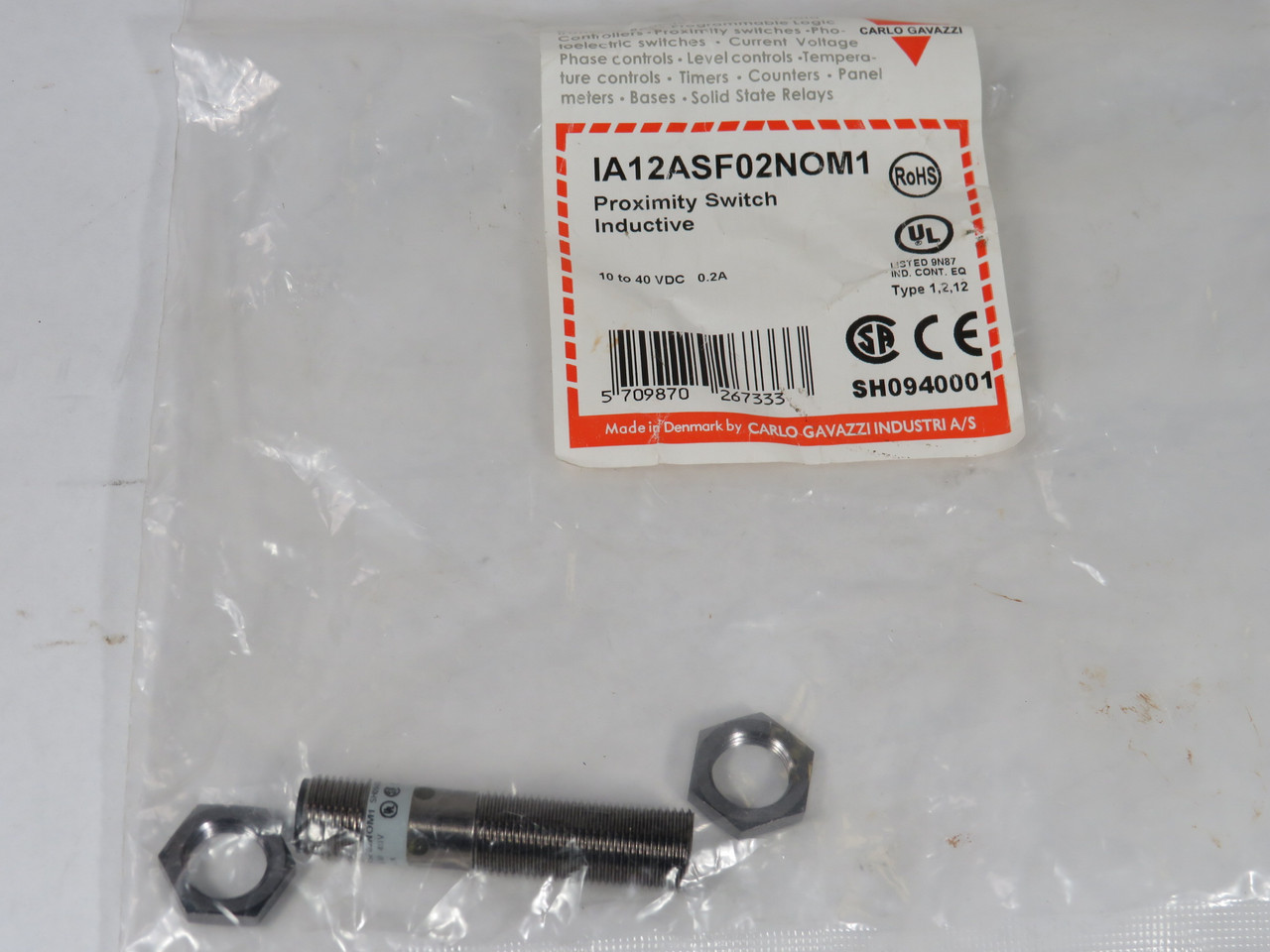 Carlo Gavazzi IA12ASF02NOM1 Inductive Proximity Switch 10-40VDC 2mm 0.2A NWB