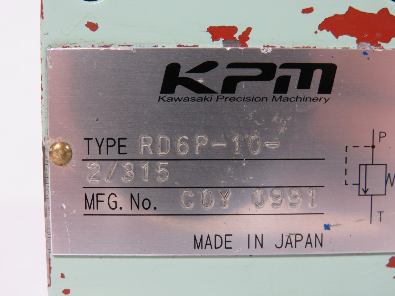 Kawasaki RD6P-10-2/315 Direct Operated Relief Valve 30.9MPa NO ACTUATOR USED