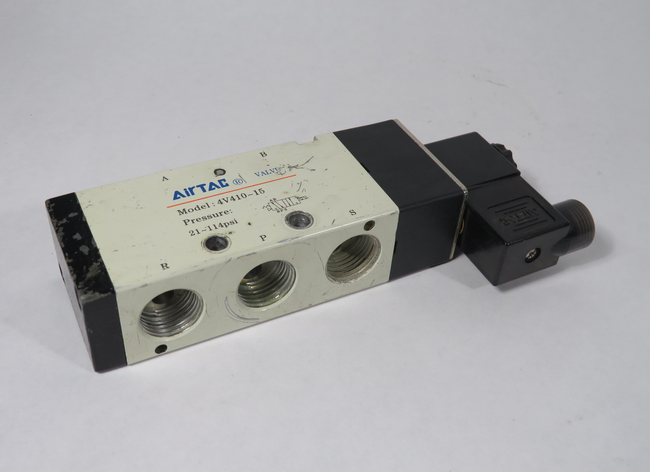 Airtac 4V410-15CT 5-Port 2-Position Solenoid Valve MISSING CONNECTOR PLUG USED