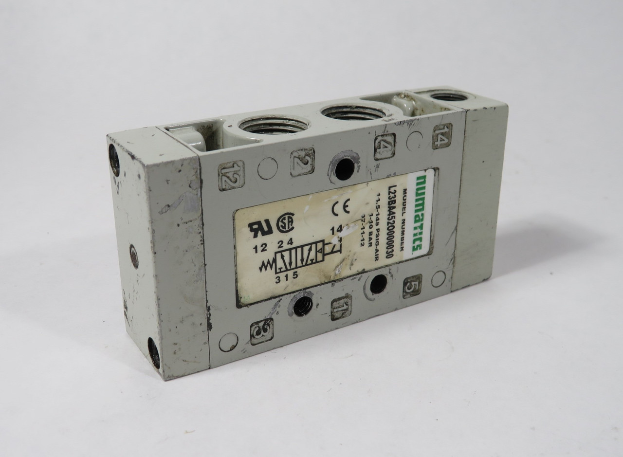 Numatics L23BA452O000030 Solenoid Pilot Valve NO COIL/PAINT USED