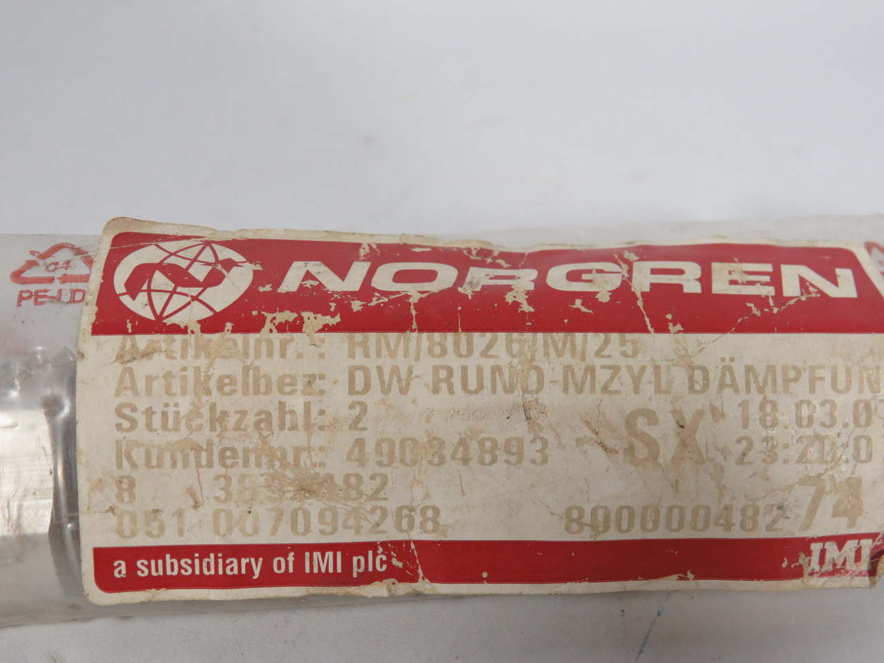 Norgren RM/8026/M/25 Pneumatic Cylinder 25mm Bore 25mm Stroke G1/8 NWB