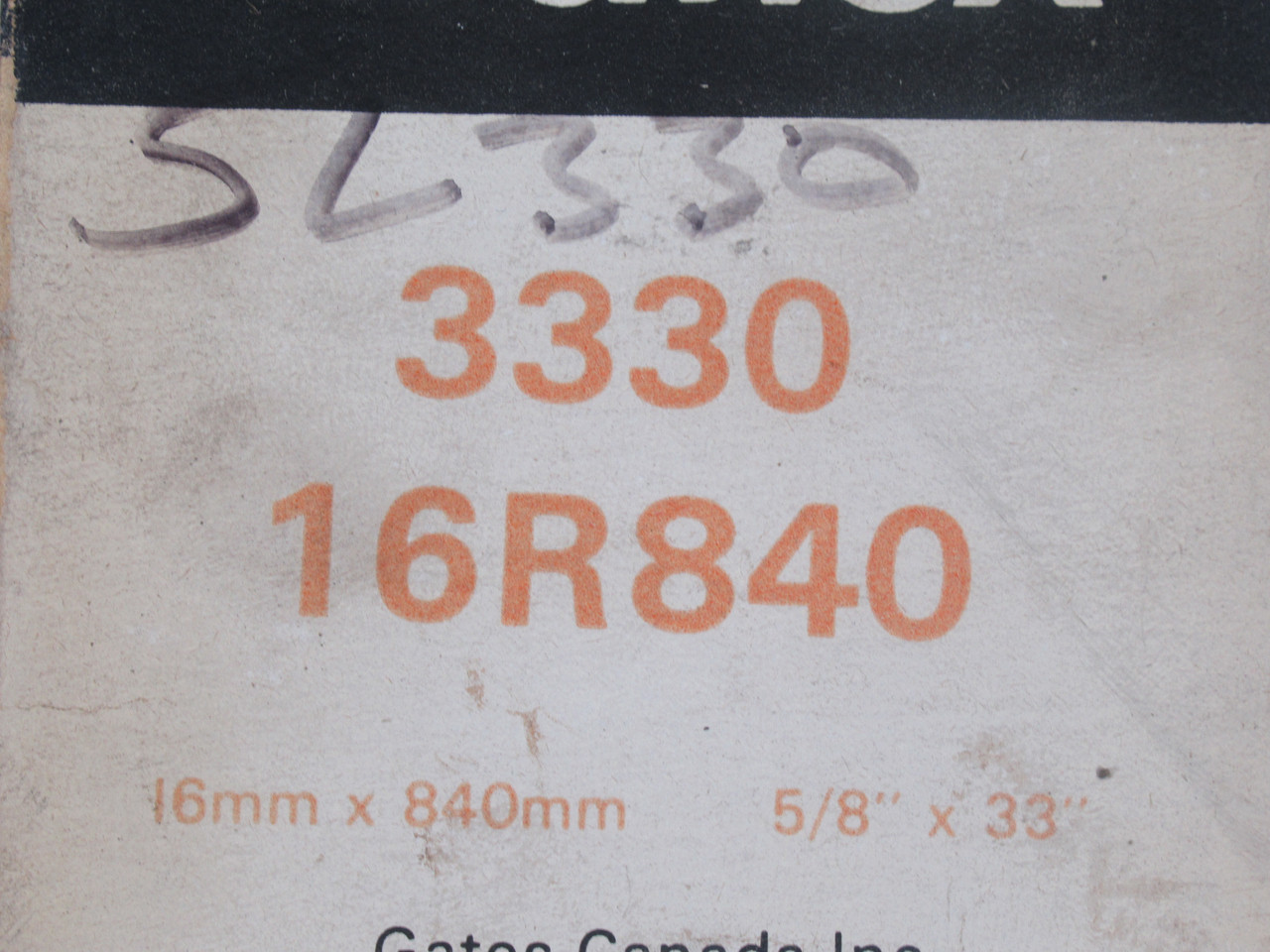 Gates 3330 Truflex V-Belt 33" L x 0.625" W x 0.375" T *DAMAGED PACKAGE* NEW