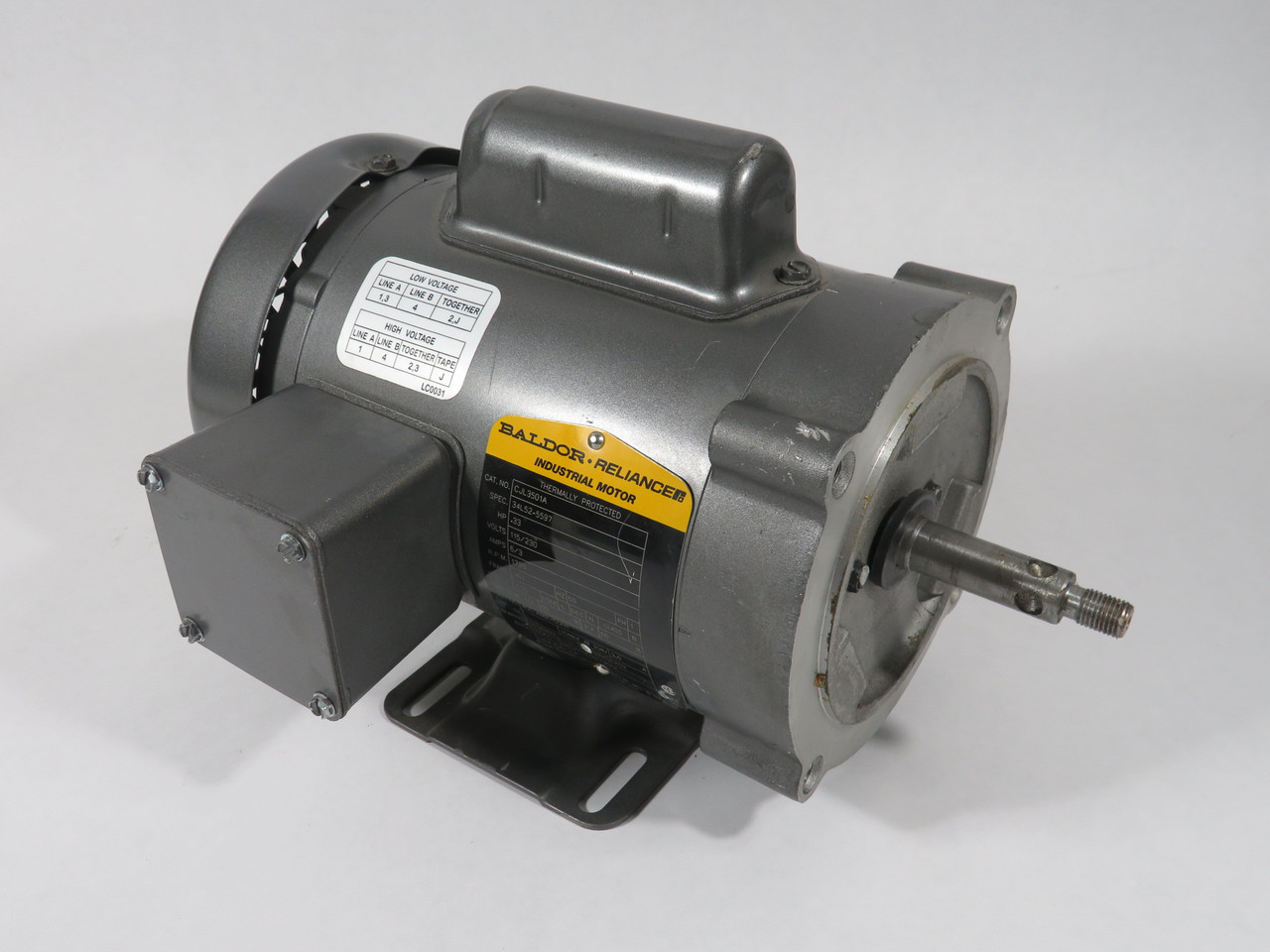 Baldor .33HP 1725RPM 115/230V 56J TEFC 1Ph 6/3A 60Hz SHELF WEAR NOP