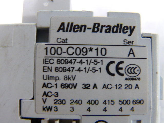 Allen-Bradley 100-C09F10 Non-Reversing Contactor 3Pole 9A 20A 220/230V 50Hz USED