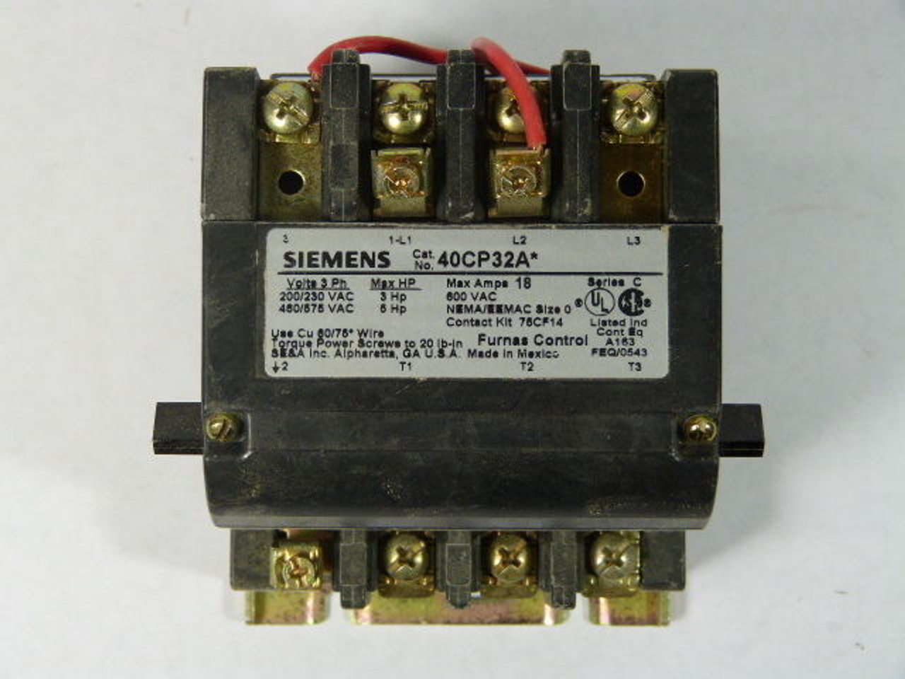 Siemens 40CP32AA Contactor 18A 3Ph 110-120/220-240V 60Hz 110/190-220V 50Hz USED