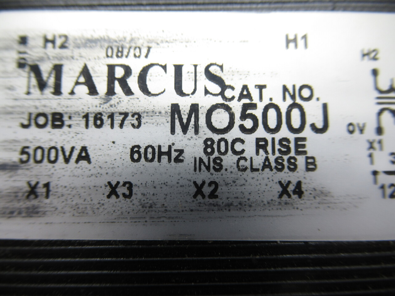 Marcus MO500J Industrial Control Transformer 500VA Pri 600V Sec 120/240V USED