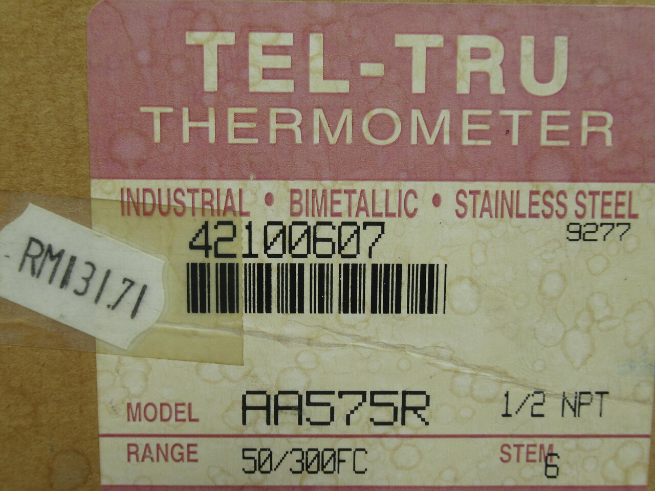Tel-Tru Thermometer 42100607 AA575R 5" SS Thermometer 50/300FC DMG BOX NEW