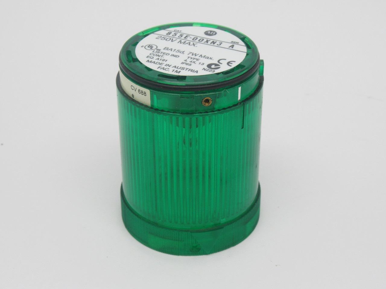 Allen-Bradley 855E-00XN3 Green Steady Incandescent Stack Light w/ Bulb USED