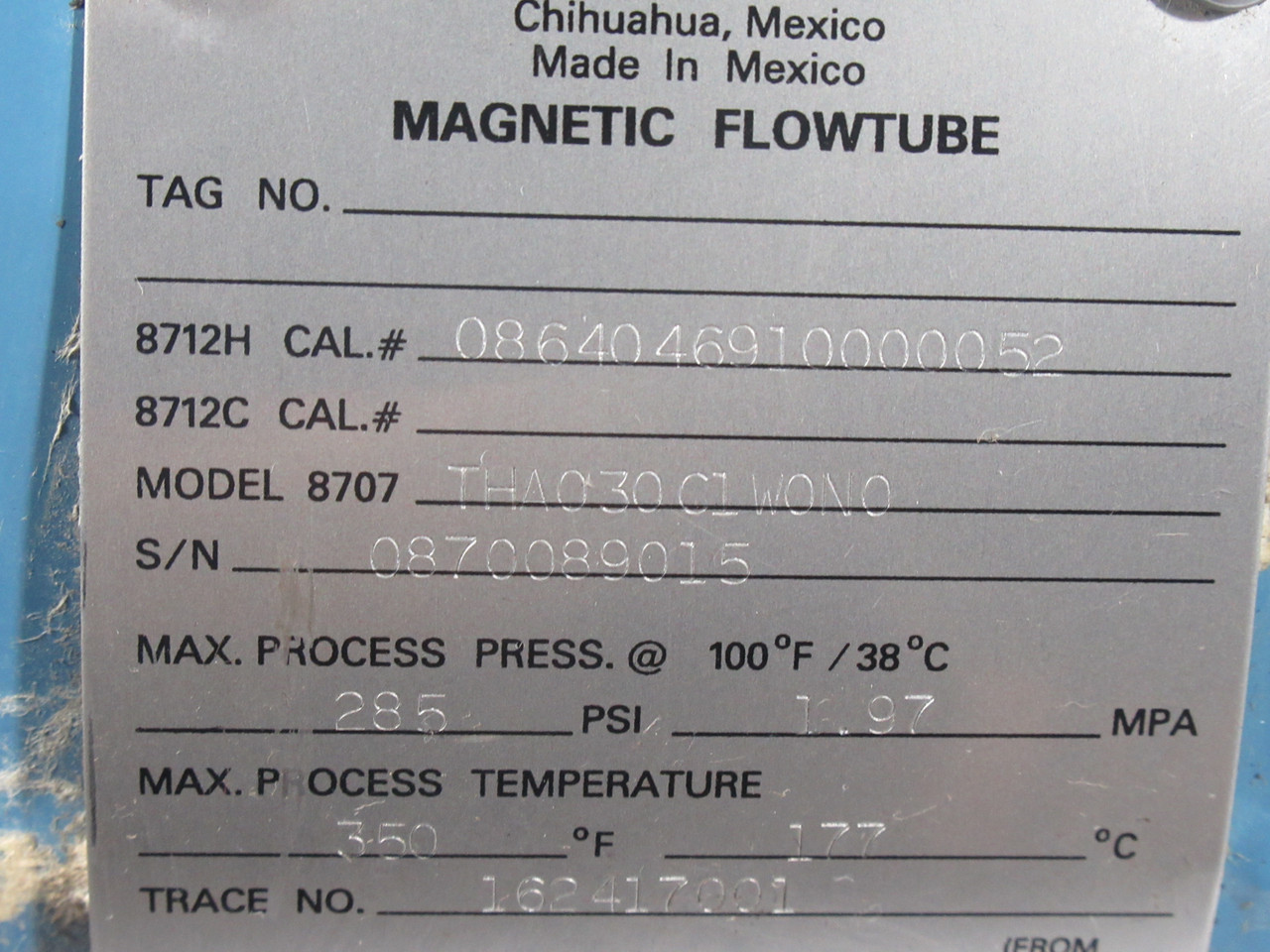 Rosemount 8707-THA030C1W0N0 High Signal Magnetic Flowtube RUST/SHELF WEAR USED