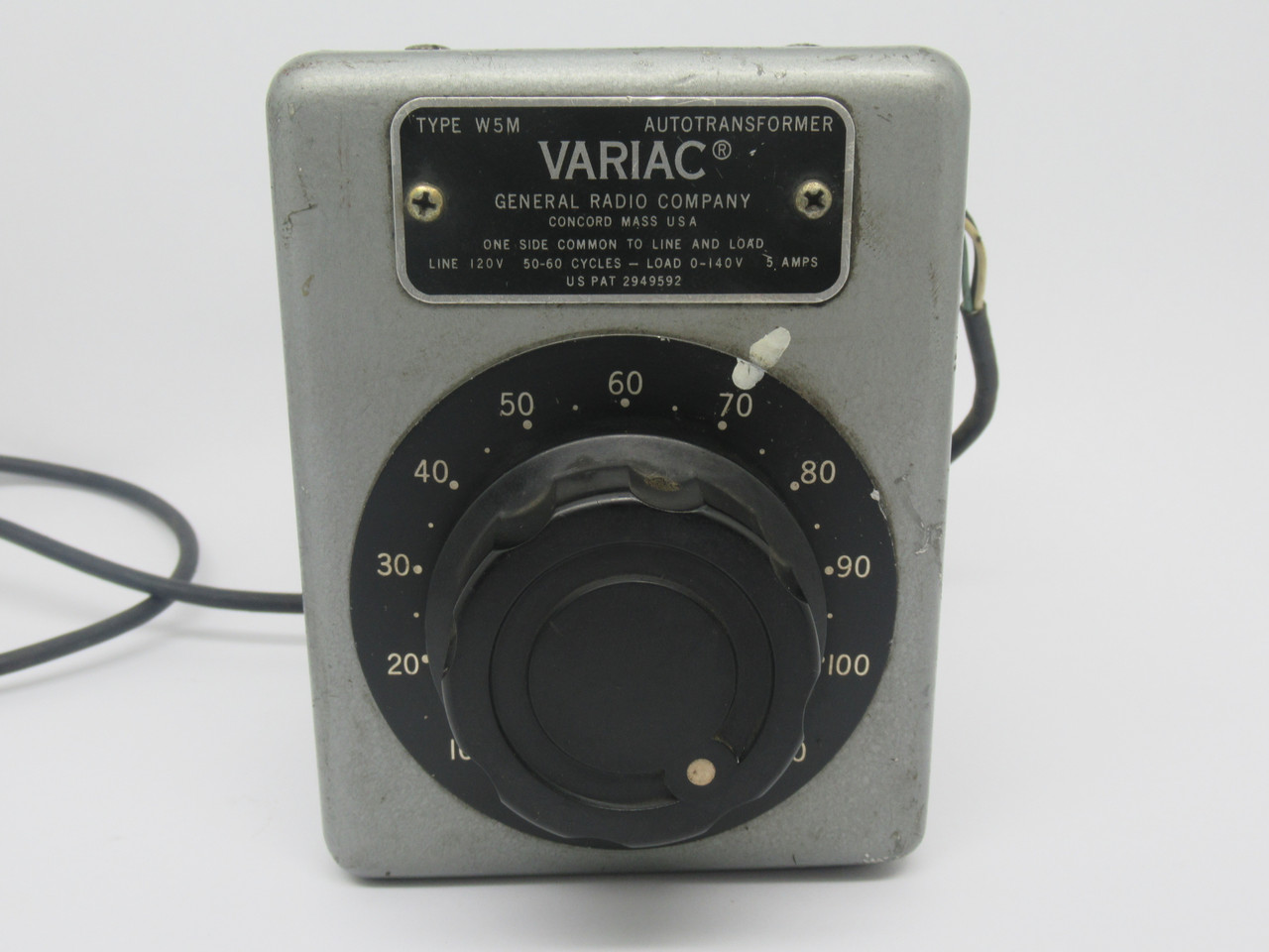 Variac W5M Adjustable Auto-Transformer 120V 50/60Hz Line 0-140V 5A Load USED