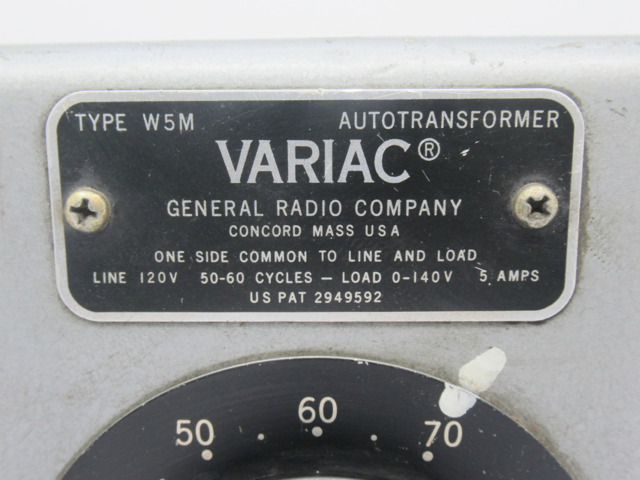 Variac W5M Adjustable Auto-Transformer 120V 50/60Hz Line 0-140V 5A Load USED