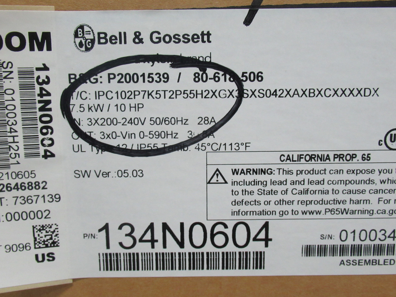 Bell & Gossett 134N0604 Variable Speed Controller 10HP SEALED DAMAGED BOX NEW
