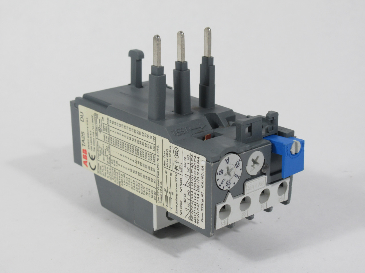 ABB TA25DU-6.5 Thermal Overload Relay 4.5-6.5A *CHIPPED* USED