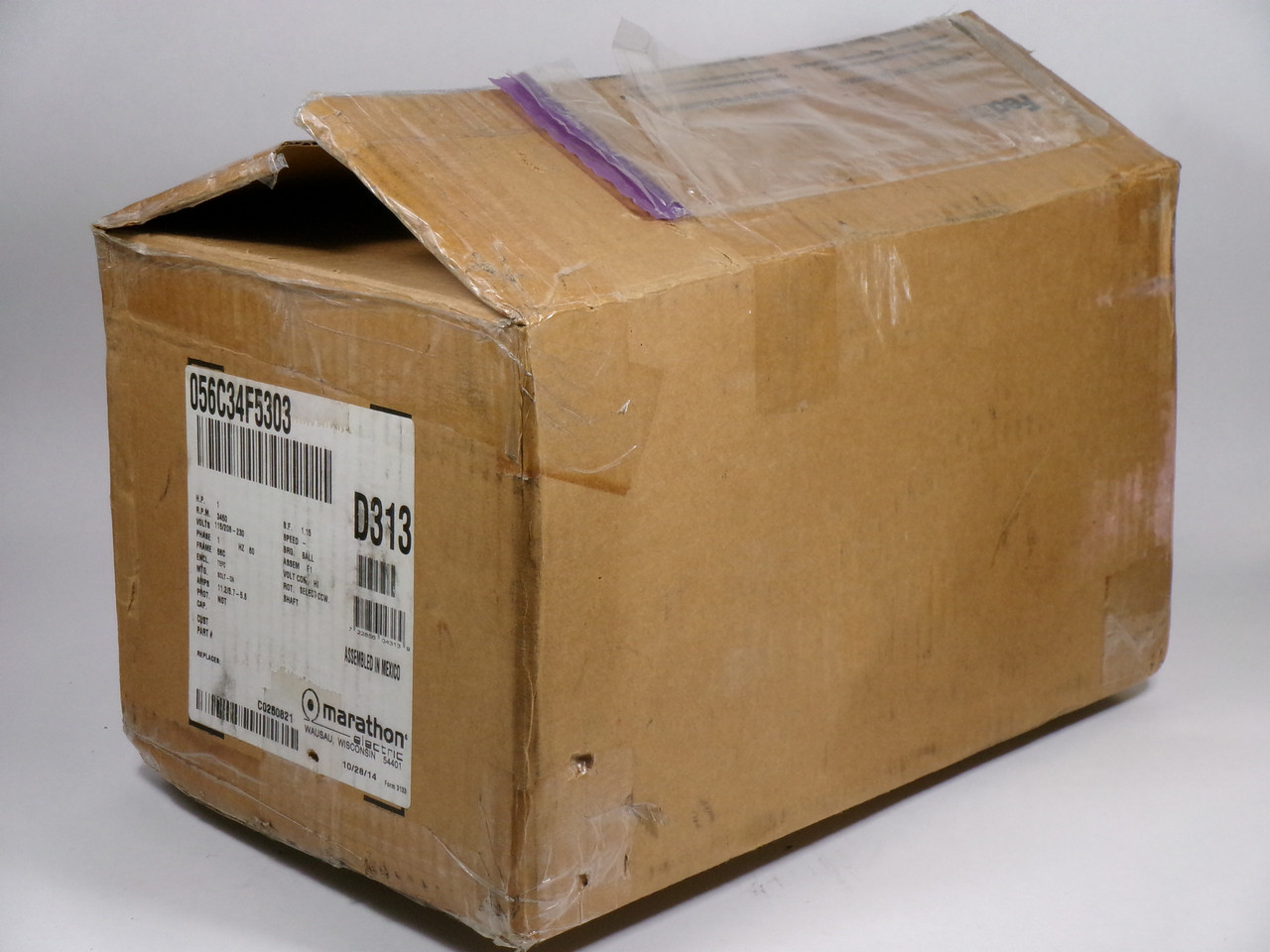 Marathon 1HP 3450RPM 115/208-230V 56C TEFC 1Ph 11.2/5.7-5.6A 60Hz C/W Key NEW