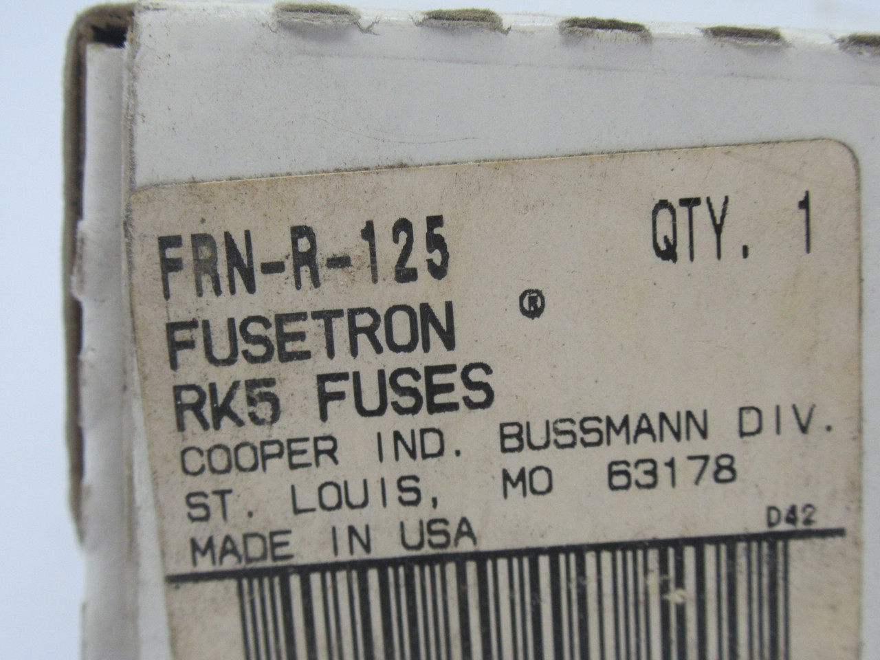 Cooper Bussmann FRN-R-125 Fusetron RK5 Fuse 125A 250V *SEALED* NEW