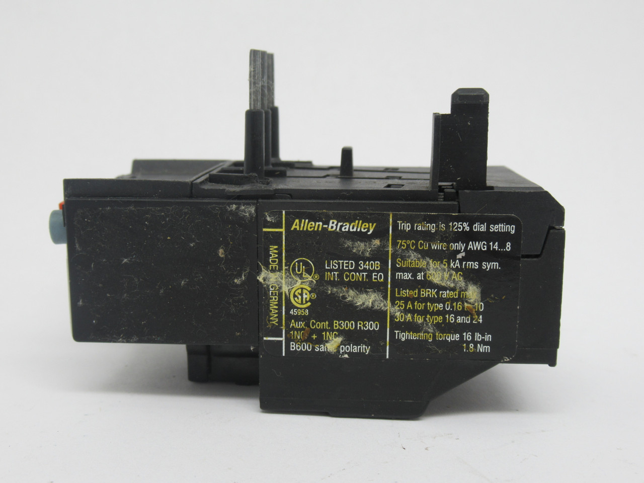 Allen-Bradley 193-TAB16 Bimetallic Overload Relay 1-1.6A Ser.A *STAINED* USED