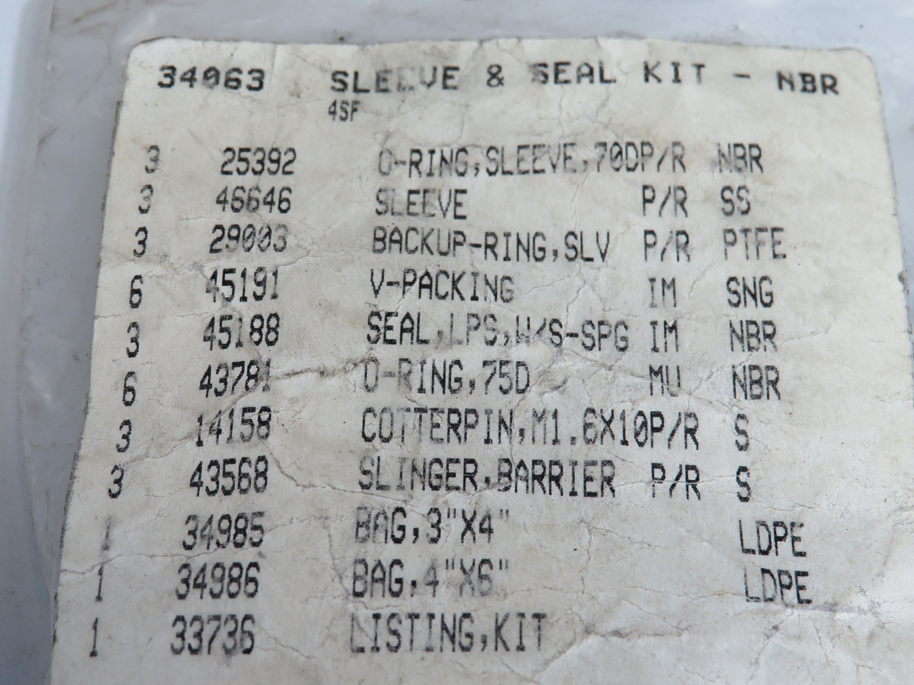 CAT Pumps 34063 Sleeve and Seal Kit for 4SF Pump ! NWB !