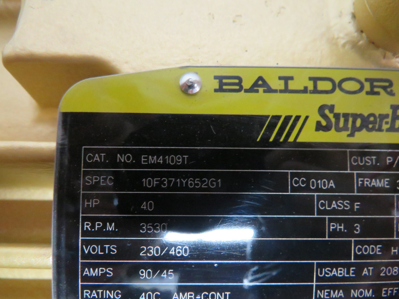 Baldor 40HP 3530RPM 230/460V 324TS TEFC 3Ph 90/45A 60Hz NOP