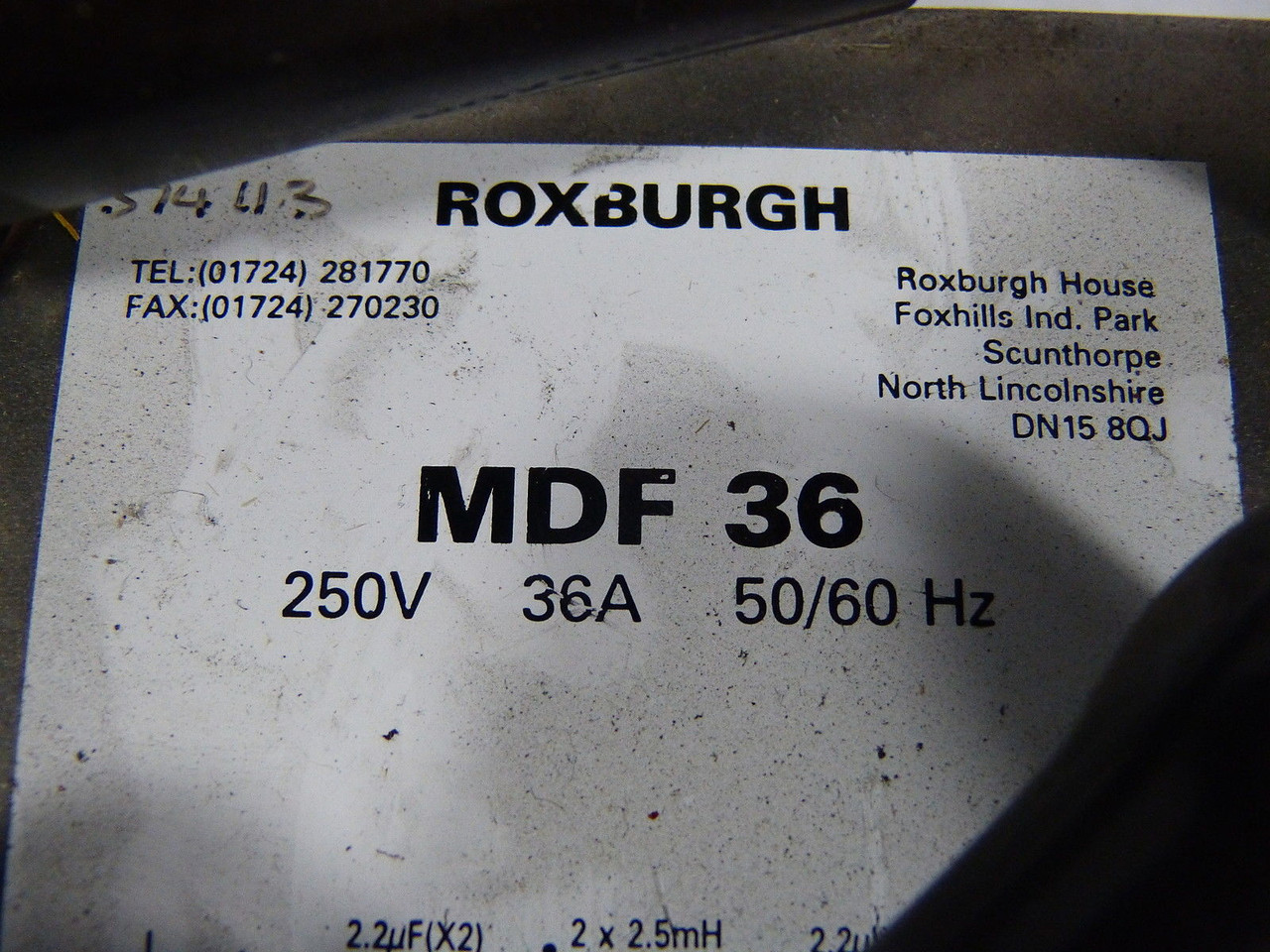 Roxburgh MDF36 Motor Filter 250V 36A 1 Phase USED