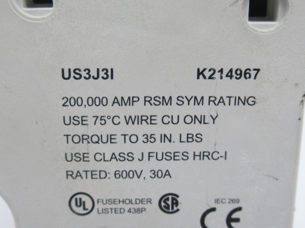 Ferraz Shawmut US3J3I Fuse Block w/ Indicator 30A 600V 3-Pole *LOT OF 2* USED