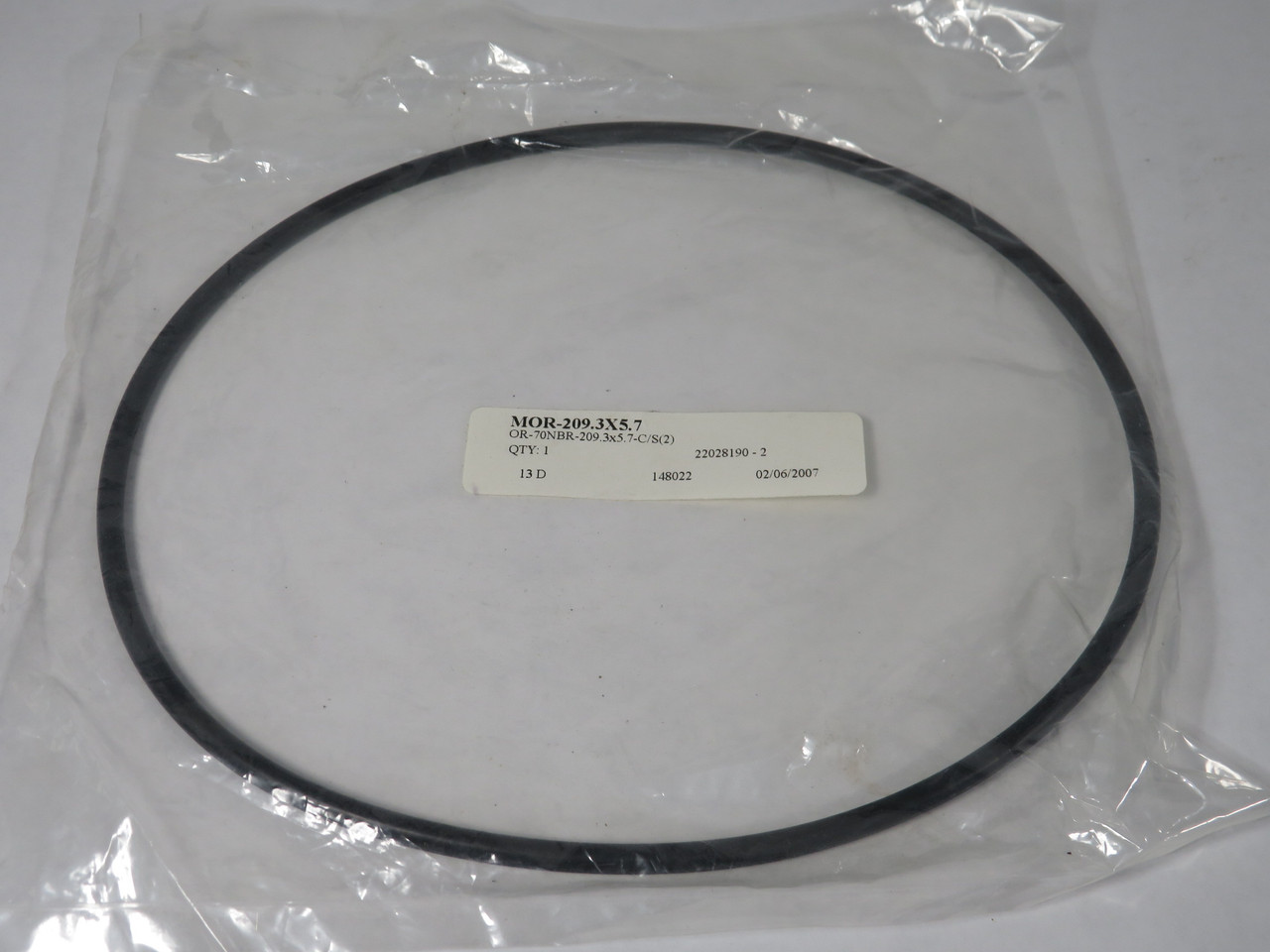 Generic MOR-209.3X5.7 Nitrile O-Ring 209.3mm ID 220.7mm OD 5.7mm H NWB