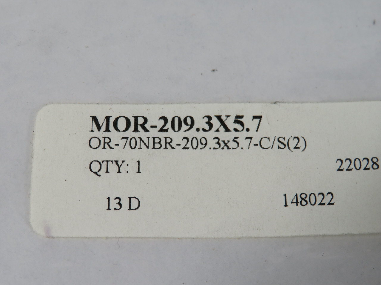 Generic MOR-209.3X5.7 Nitrile O-Ring 209.3mm ID 220.7mm OD 5.7mm H NWB