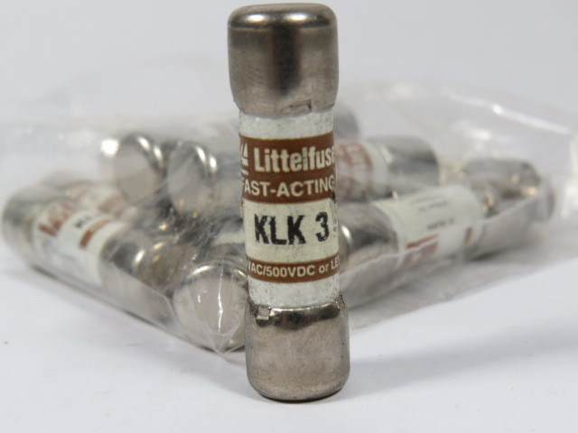 Littelfuse KLK-3 Fast Acting Fuse 3A 600Vac Lot of 10 USED