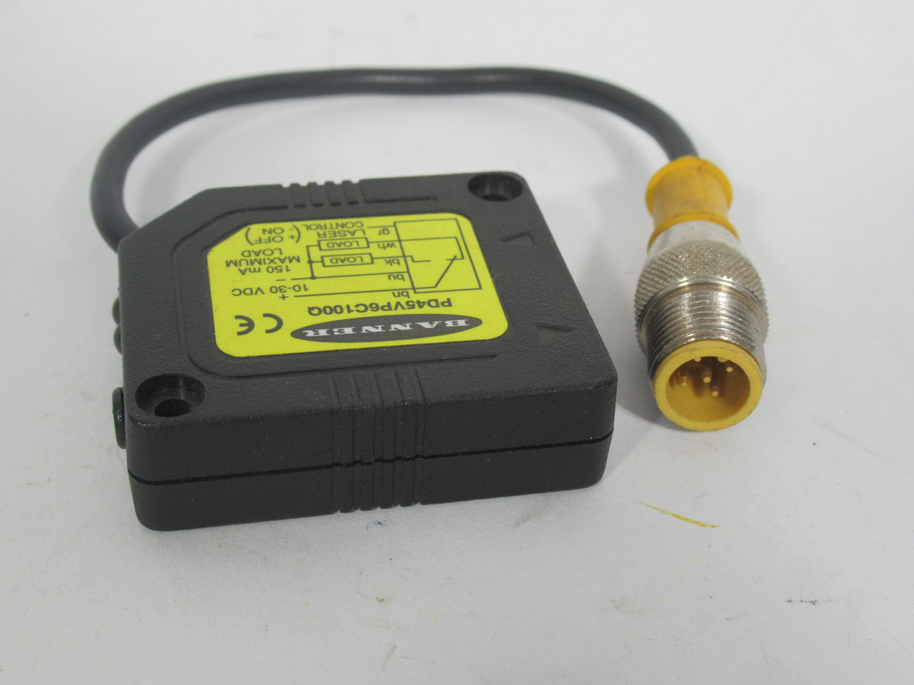 Banner PD45VP6C100Q 46289 Photoelectric Sensor 10-30DC 150mA 6" Pigtail M12 USED